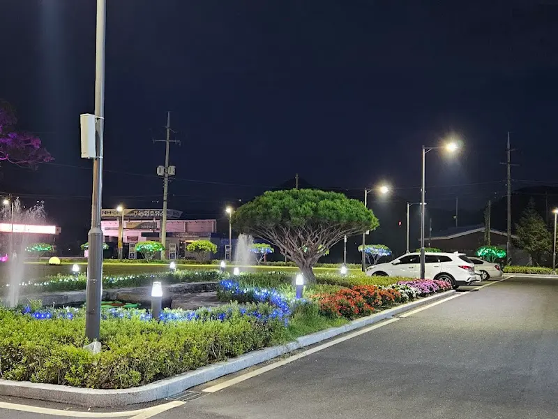 밤에 조명을 받아 아름다운 한우타운의 풍경