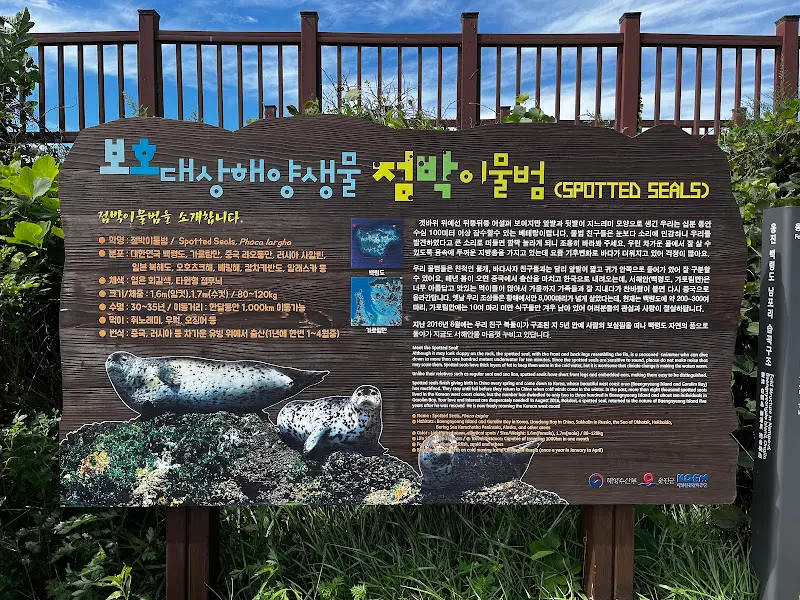 보호 대상 해양생물 물범 안내판