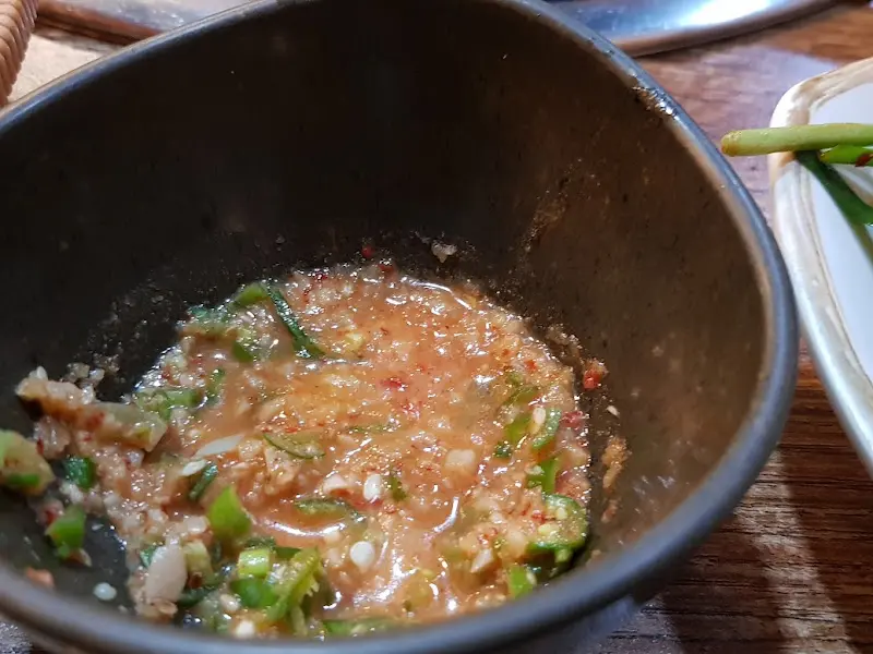 특제 소스의 클로즈업