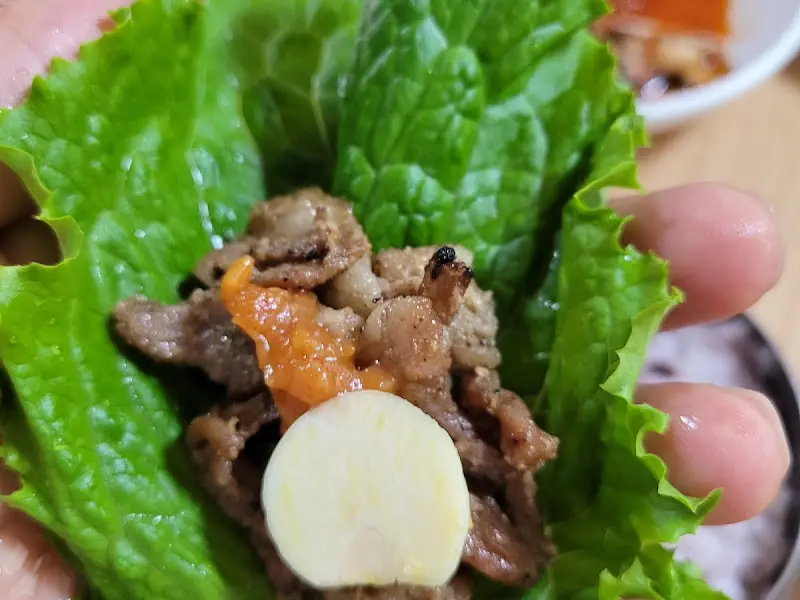 쌈 싸먹는 모습