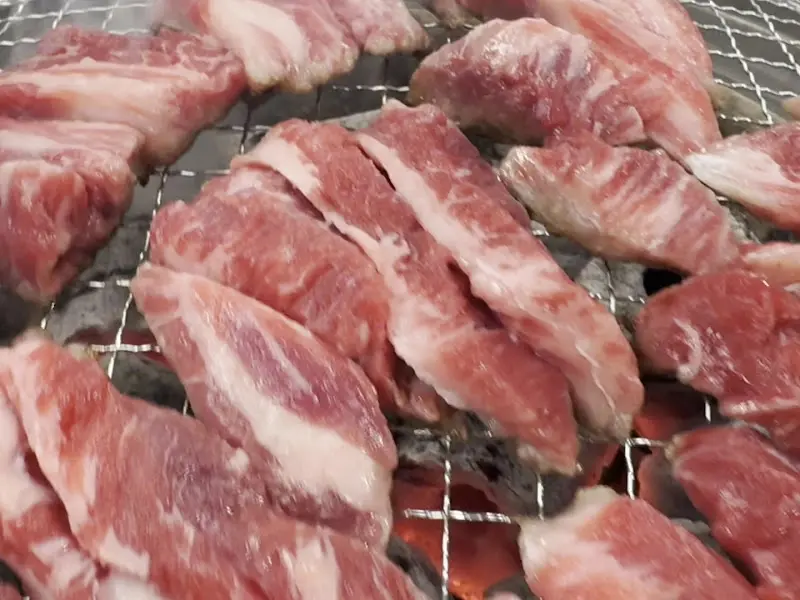 숯불 위에 구워지는 고기