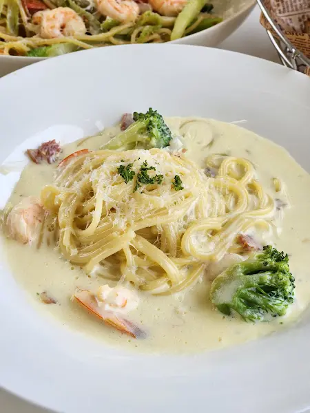 새우 크림 파스타 근접샷