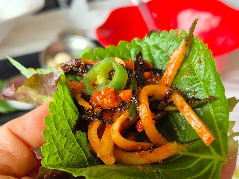 쌈 채소에 싸 먹는 물회