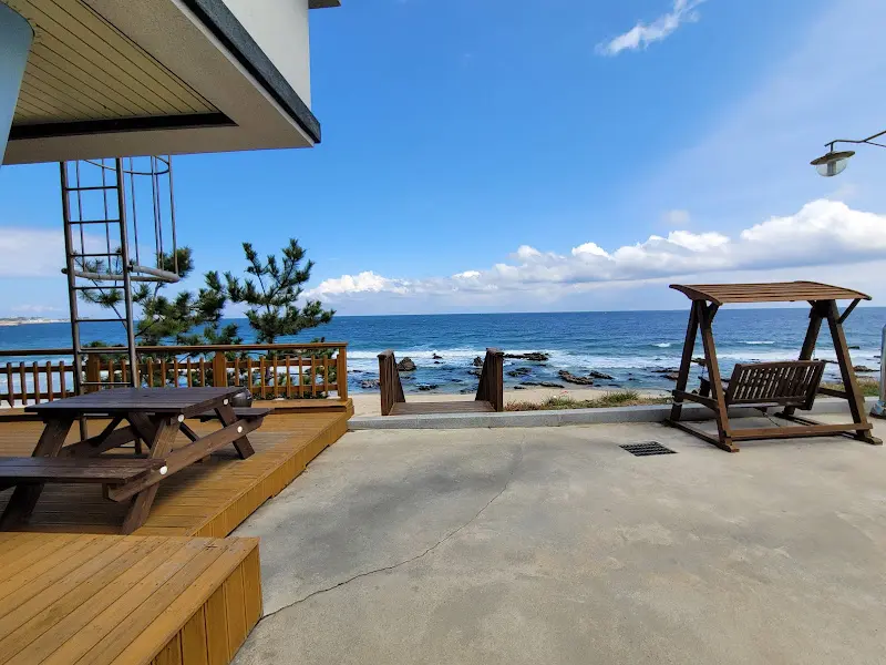 해변에 설치된 그네