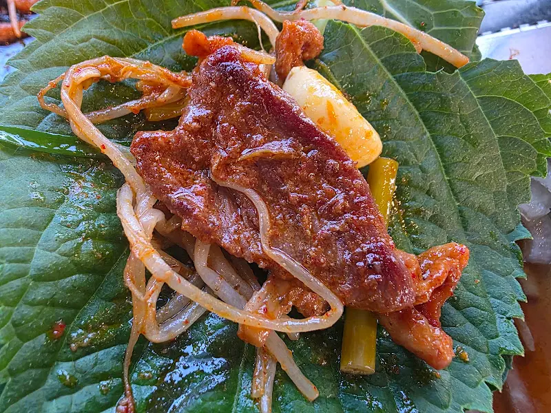 오리구이 깻잎쌈