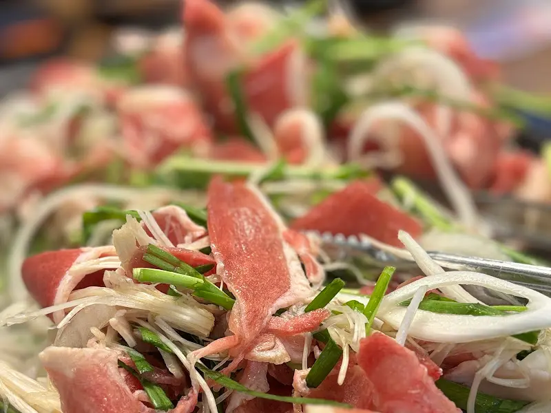 클로즈업된 오리 불고기