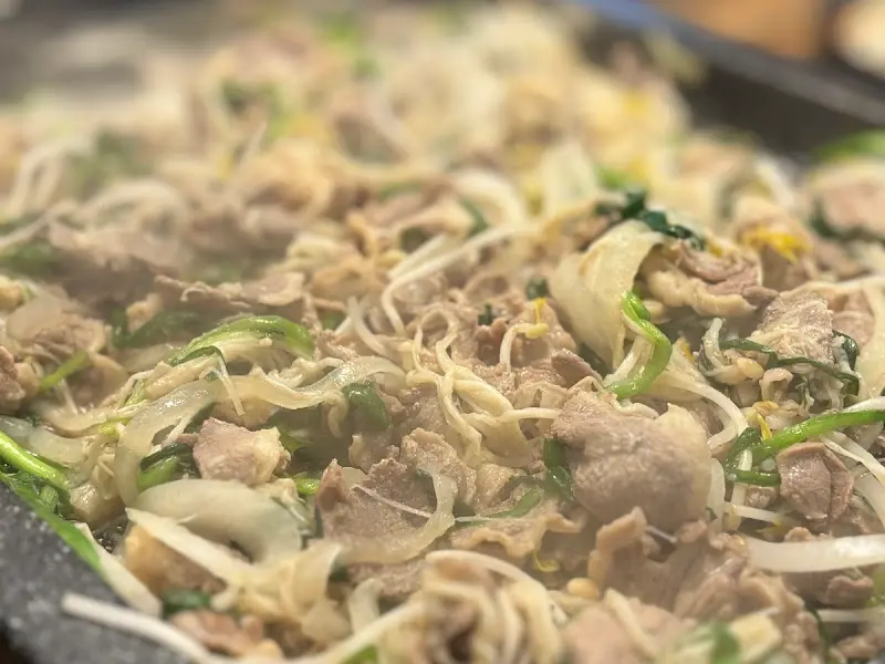 불판 위 오리 불고기