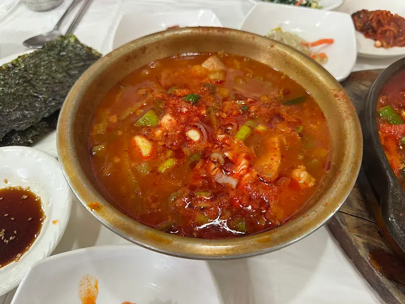 애호박 찌개 클로즈업 샷