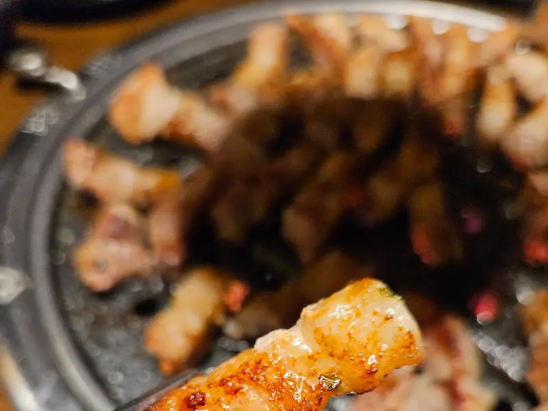 숯불 위에서 익어가는 고기