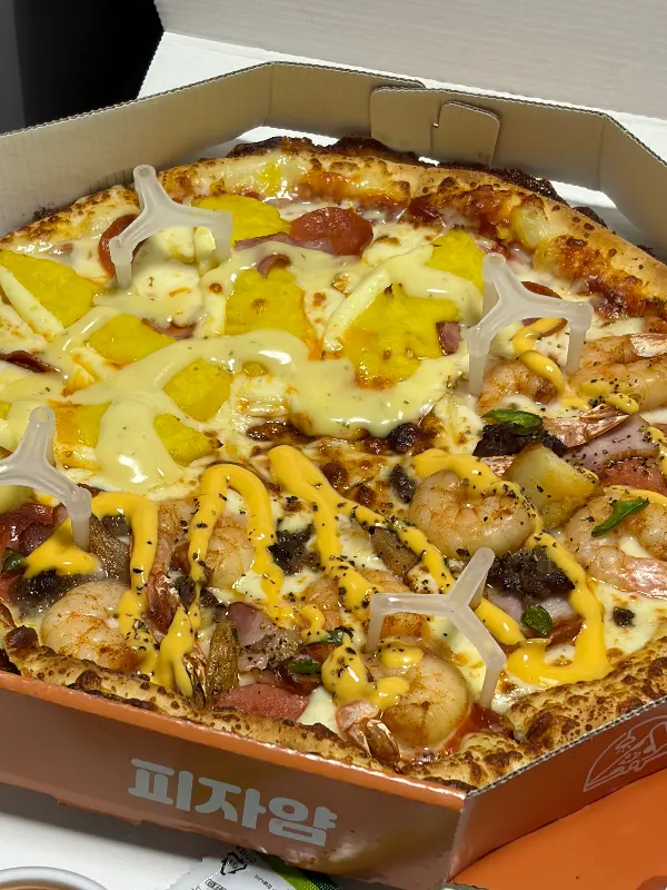 하와이안 & 메소드 핫쉬림프 반반 피자