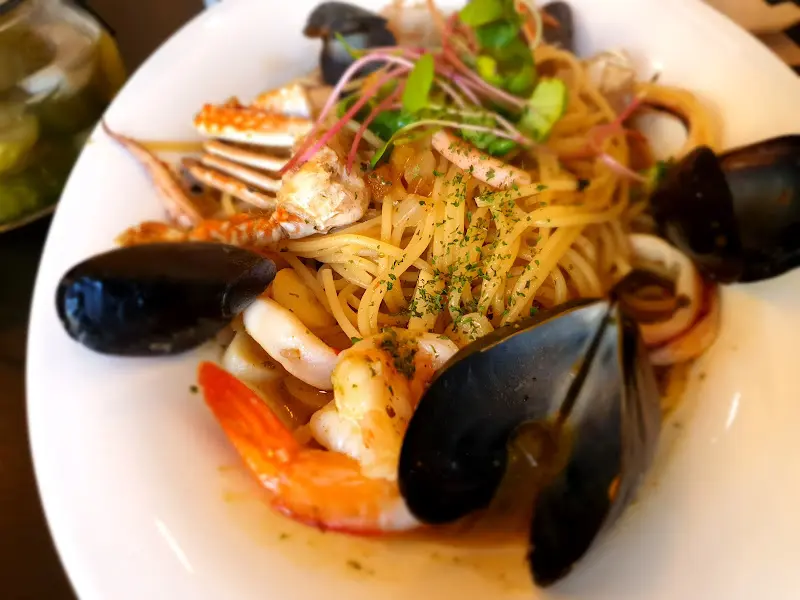 해산물 파스타 근접샷