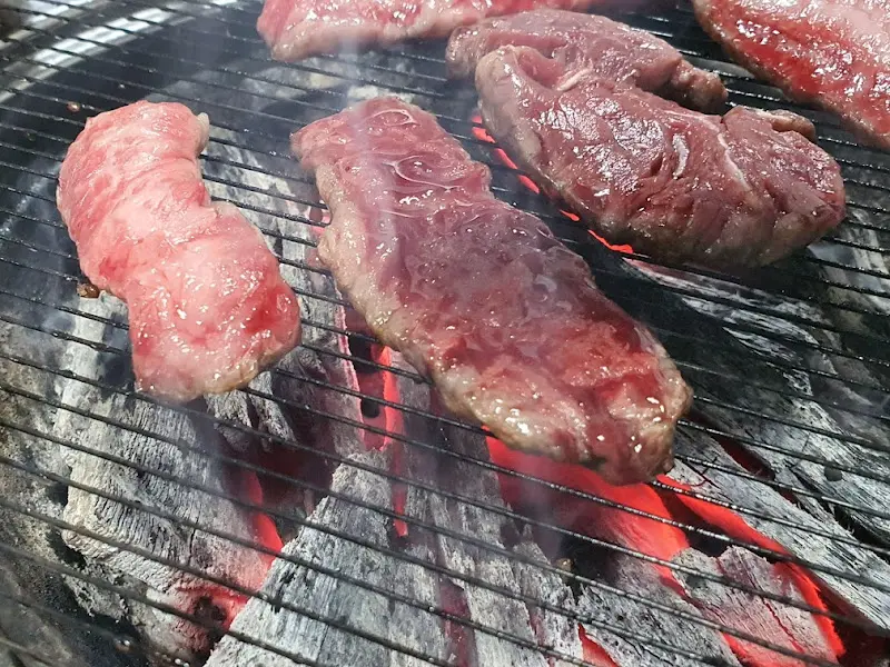 숯불 위에 구워지는 소고기