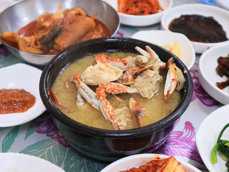 꽃게 된장찌개의 클로즈업