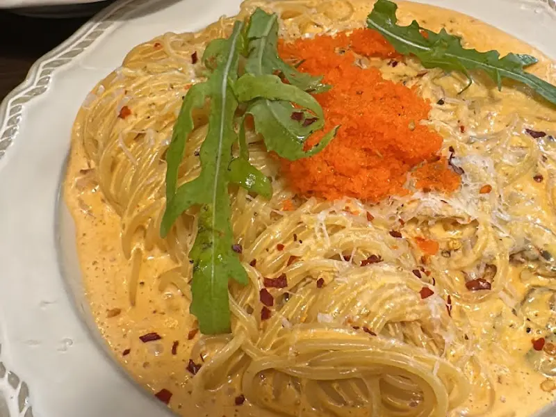 매콤 날치알 파스타 근접샷