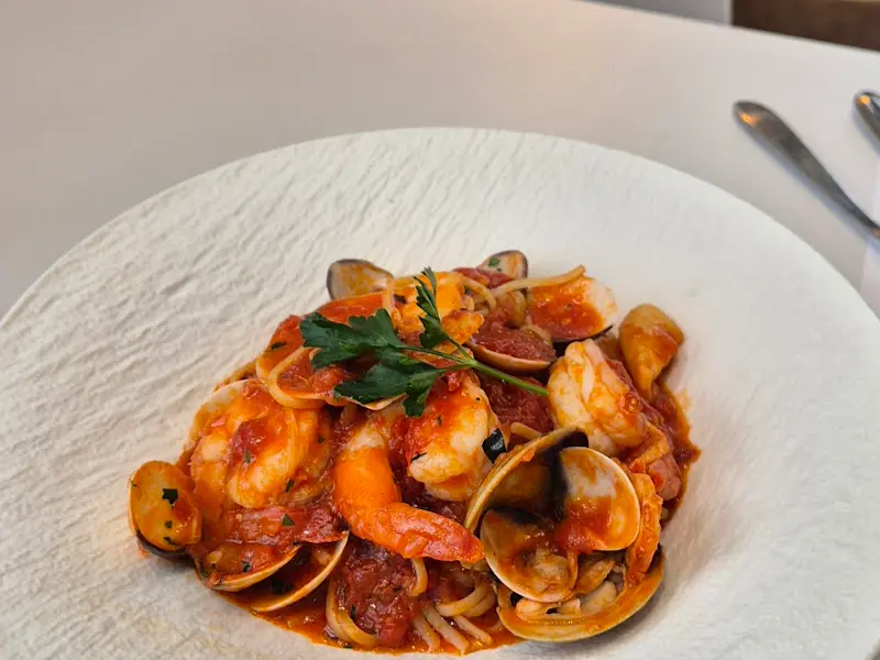 감베리 로제 파스타 근접샷