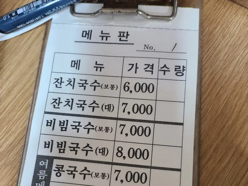 메뉴판 클로즈업