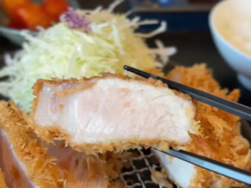 젓가락으로 집은 돈까스