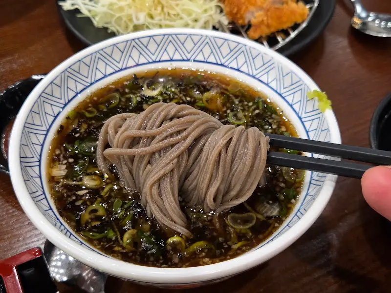 젓가락으로 집어 올린 소바