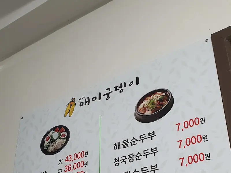 벽에 붙은 메뉴