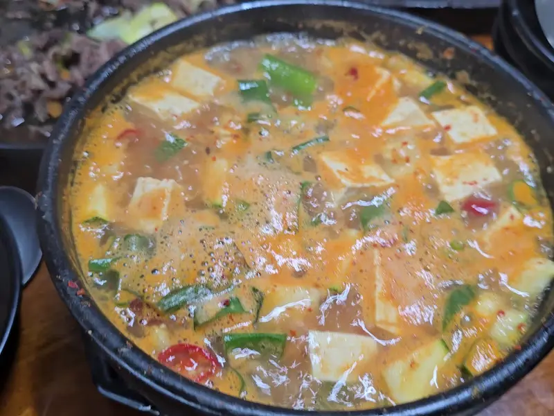 된장찌개의 클로즈업 샷