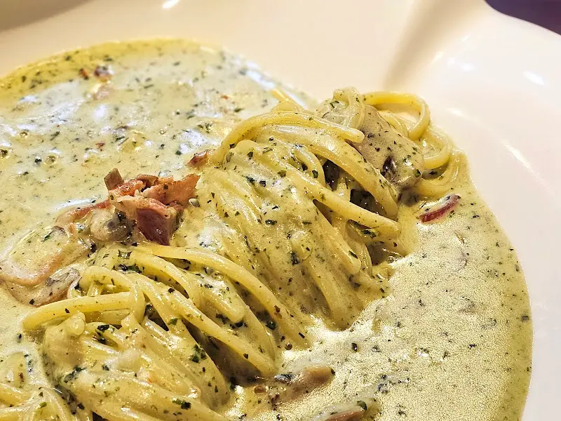 크림 파스타 근접 샷