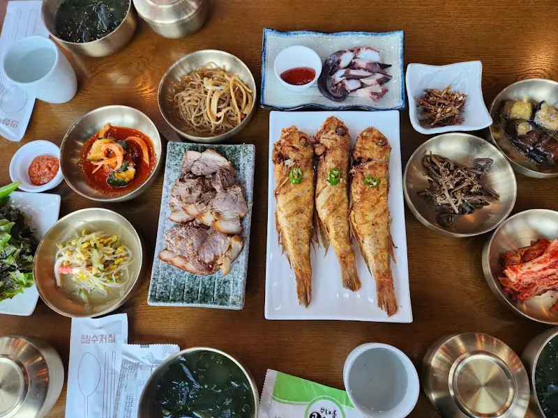 푸짐한 한상차림 항공샷