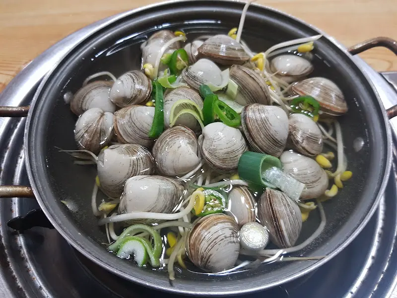 조개칼국수의 클로즈업