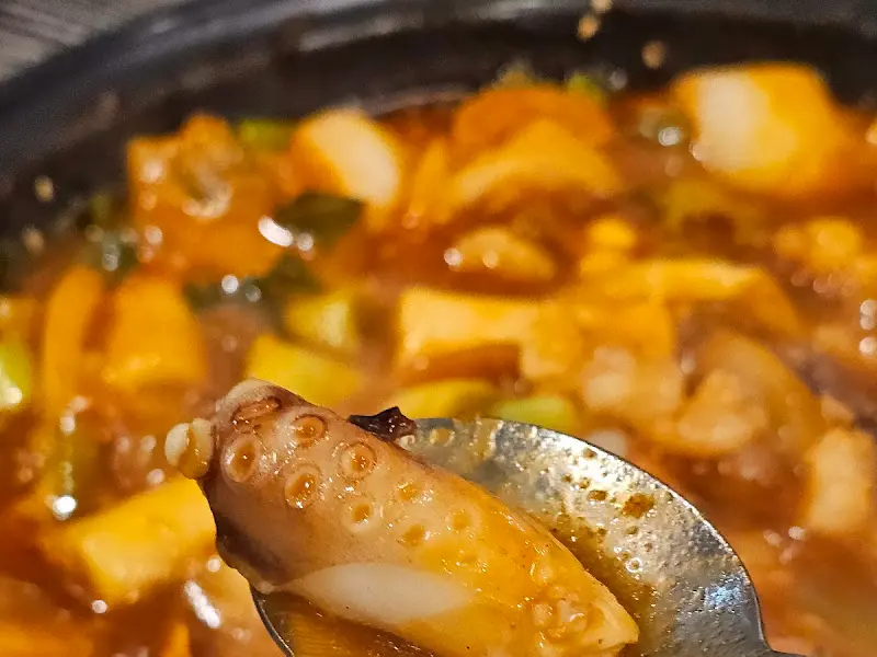 숟가락 위에 올려진 낙지