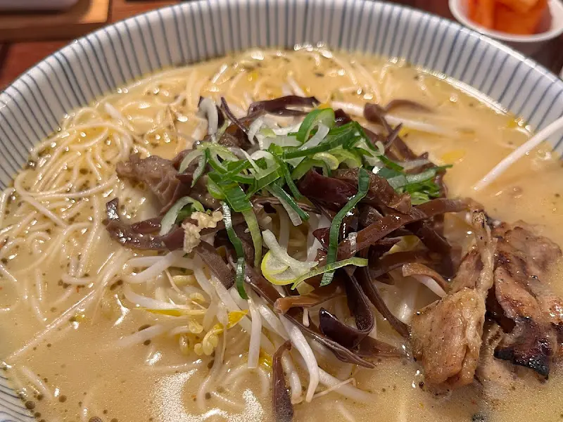 뽀얀 국물에 고기와 파가 고명으로 올라간 육동면