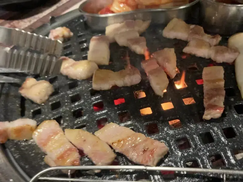 숯불 위에서 익어가는 고기