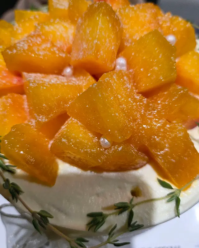 망고 케이크 근접샷