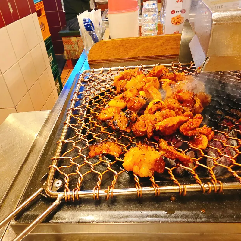 숯불에 구워먹는 꽃대창