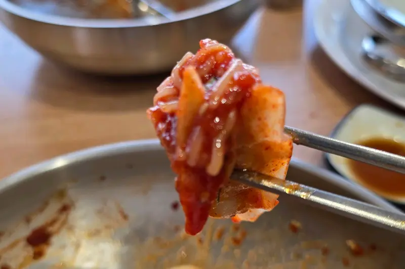 젓가락으로 집은 밀면