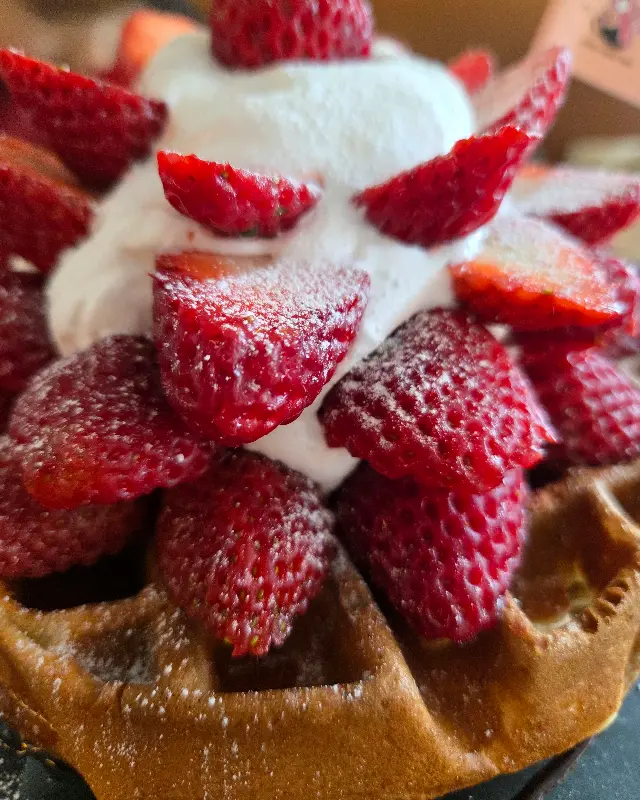 딸기 와플 근접 샷