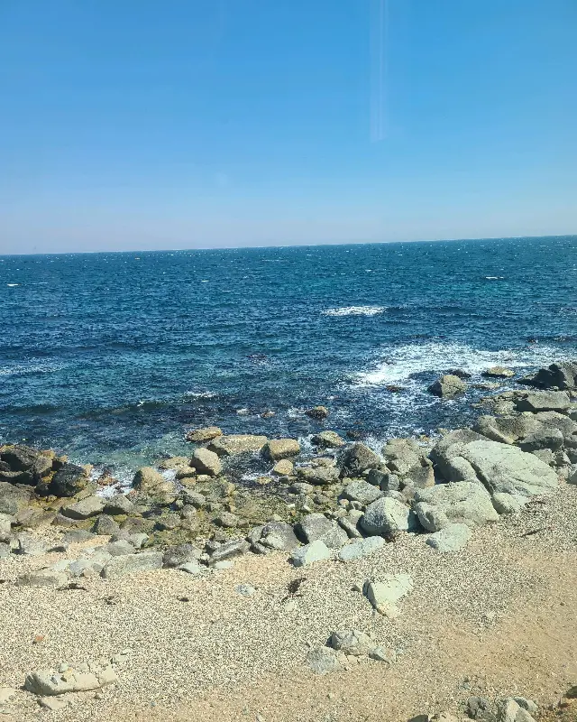 카페에서 바라본 푸른 바다