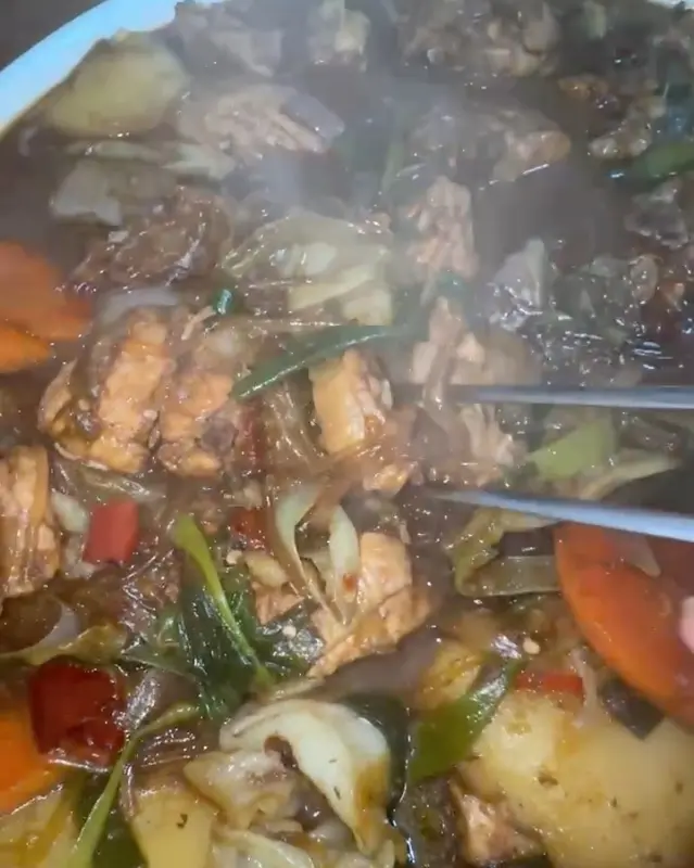 찜닭에 당면 추가