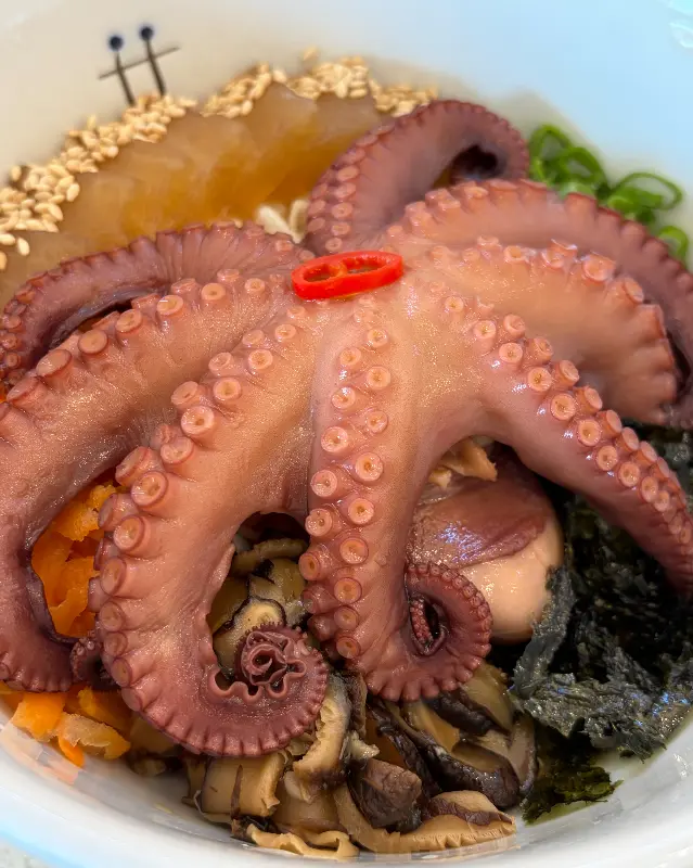돌문어 비빔밥 근접샷
