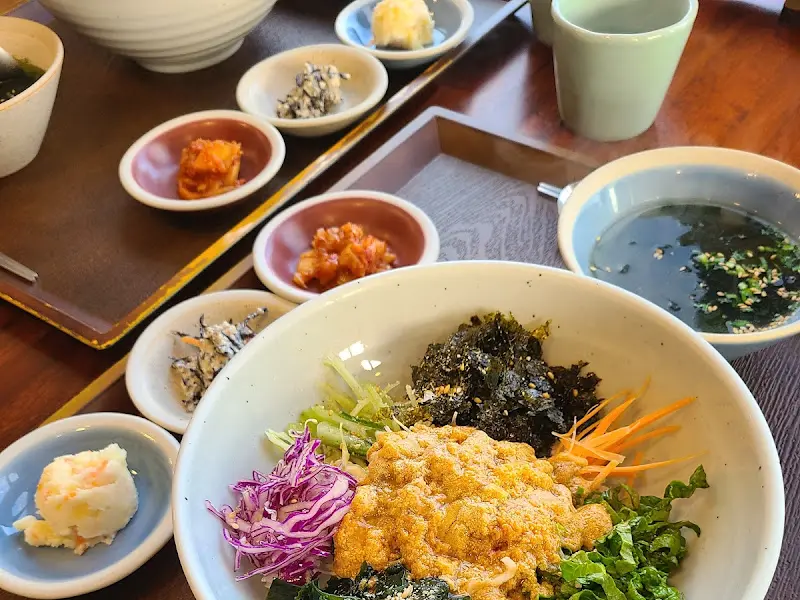 성게알 비빔밥 항공샷