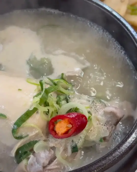 삼계탕 클로즈업, 부드러운 닭고기