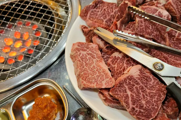 신선한 한우 살치살과 갈비살