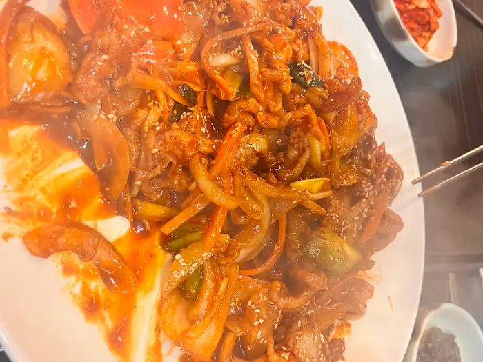 양념이 잘 배인 닭갈비 근접 촬영