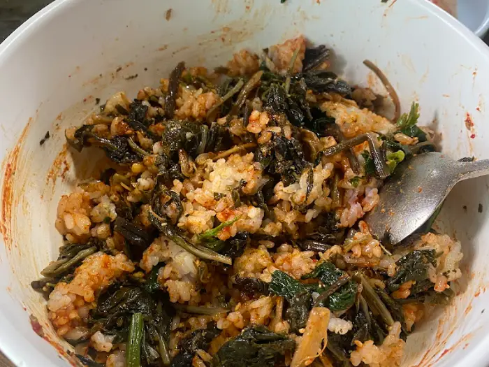 산채비빔밥 비벼진 모습