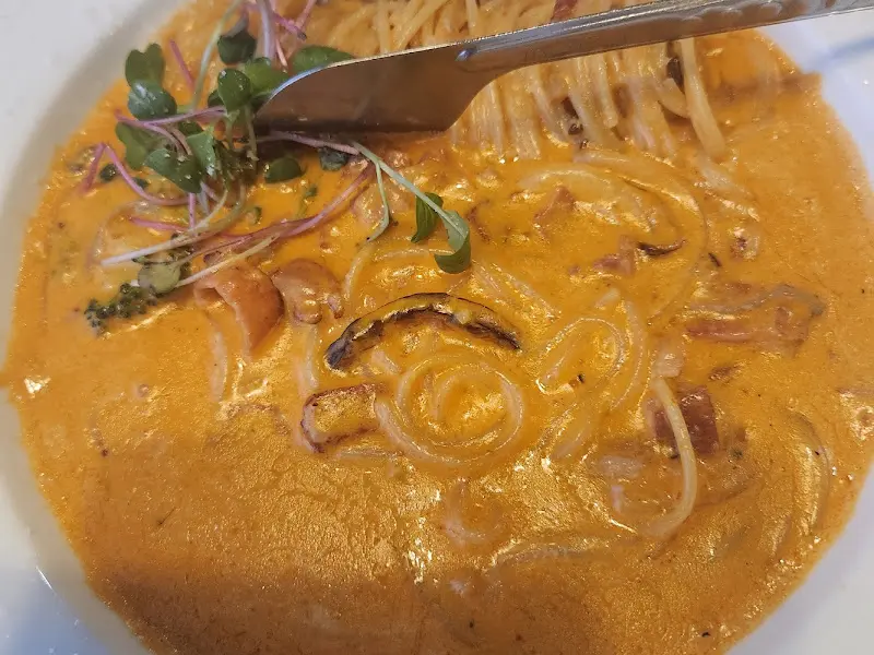 크림 파스타의 먹음직스러운 비주얼