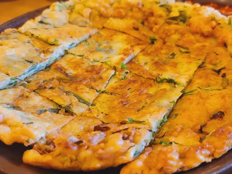 부침개 클로즈업 샷