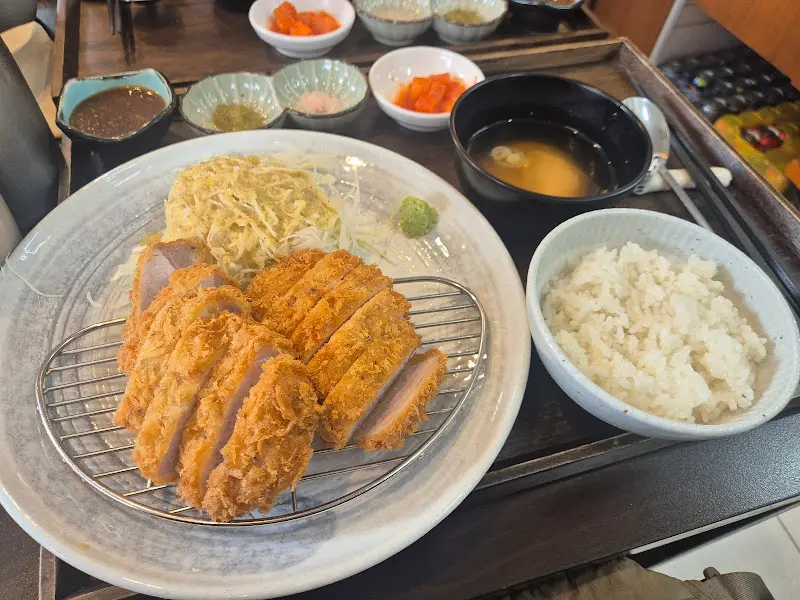 돈까스 소스에 찍어 먹음직스러운 토라카츠 등심카츠