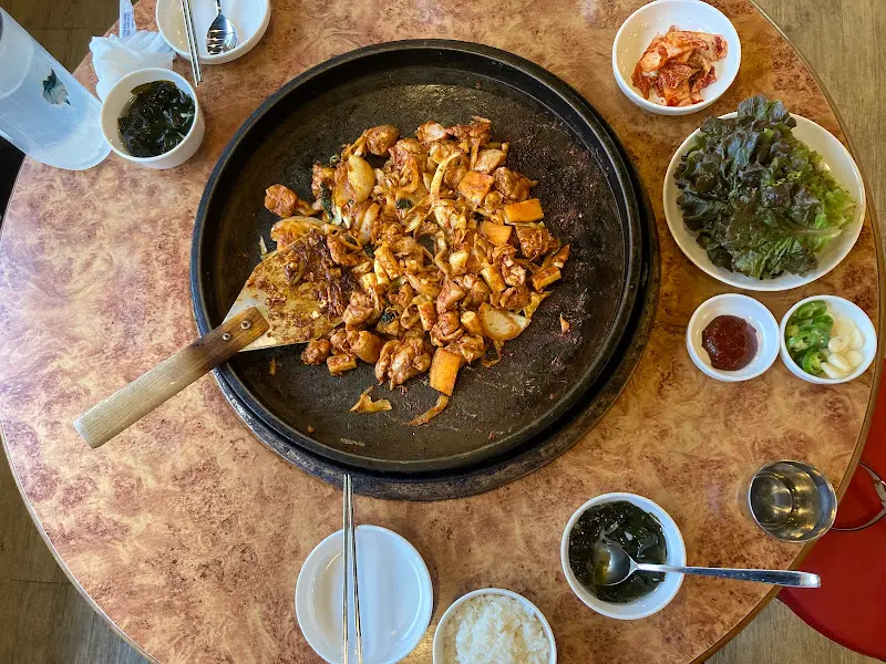 닭갈비 한 상 차림 항공샷
