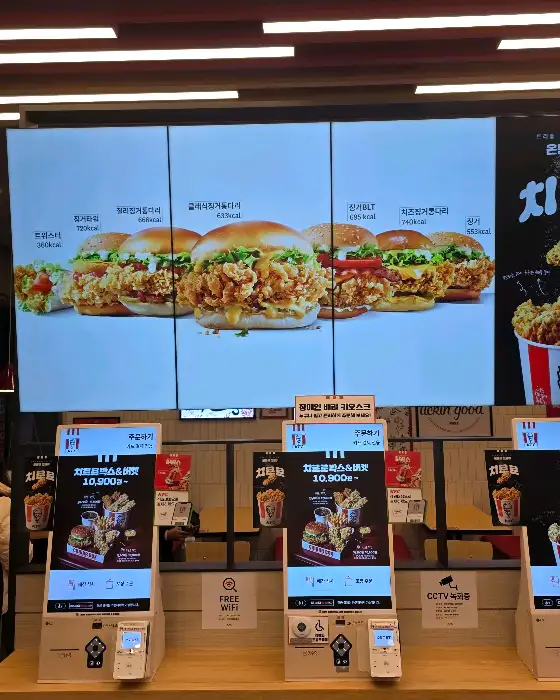 KFC 치킨 조각 클로즈업, 바삭한 튀김옷과 속살이 보입니다.