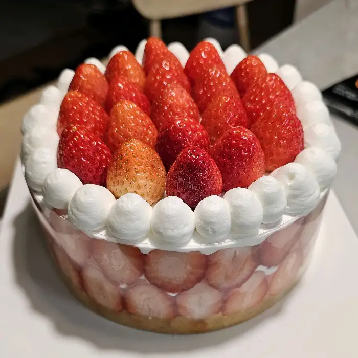 딸기 생크림 케이크 클로즈업