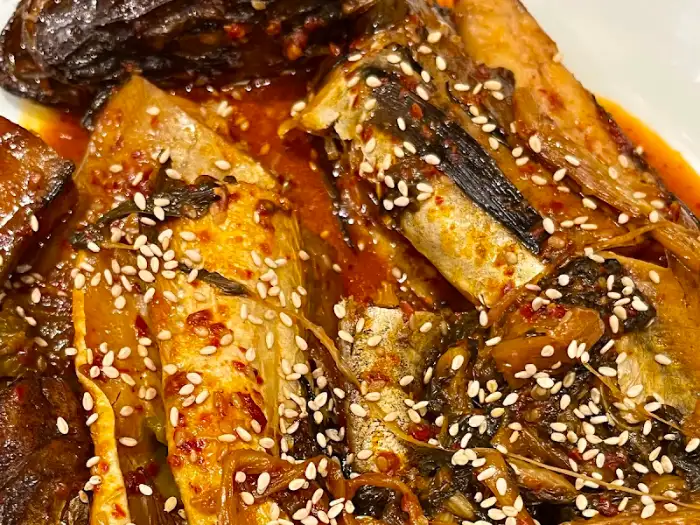 명태살이 꽉 찬 시래기 명태조림 클로즈업