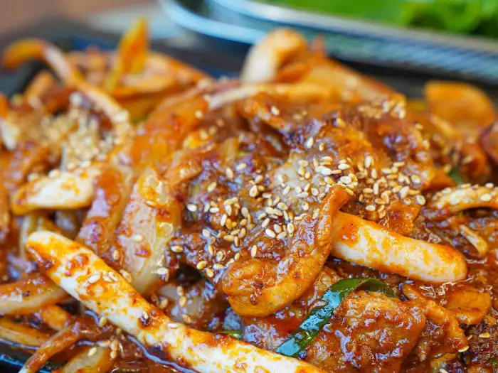 오삼불고기의 먹음직스러운 근접샷